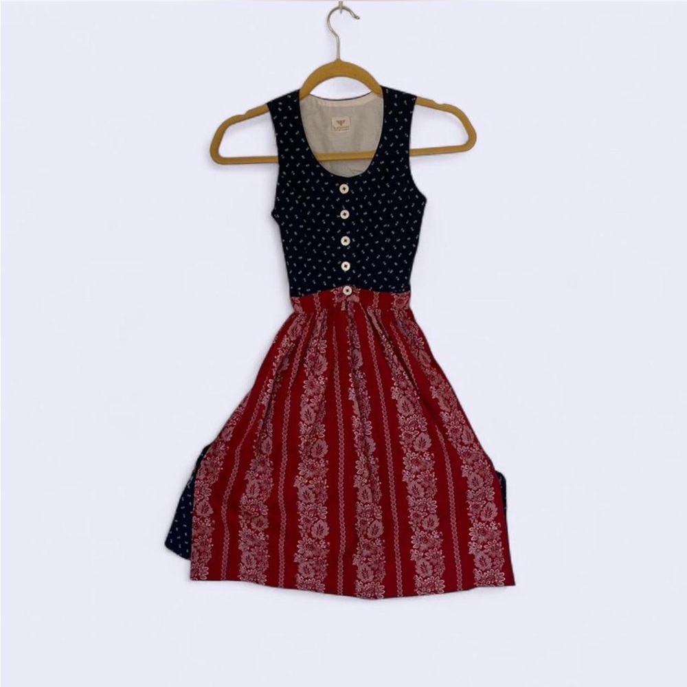 Authentic Bavarian German H.Moser Dirndl Navy Blue Dress with detachable Apron